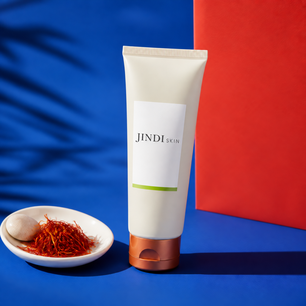 Saffron Hand Recovery Balm with JINDI SKIN logo on the packaging